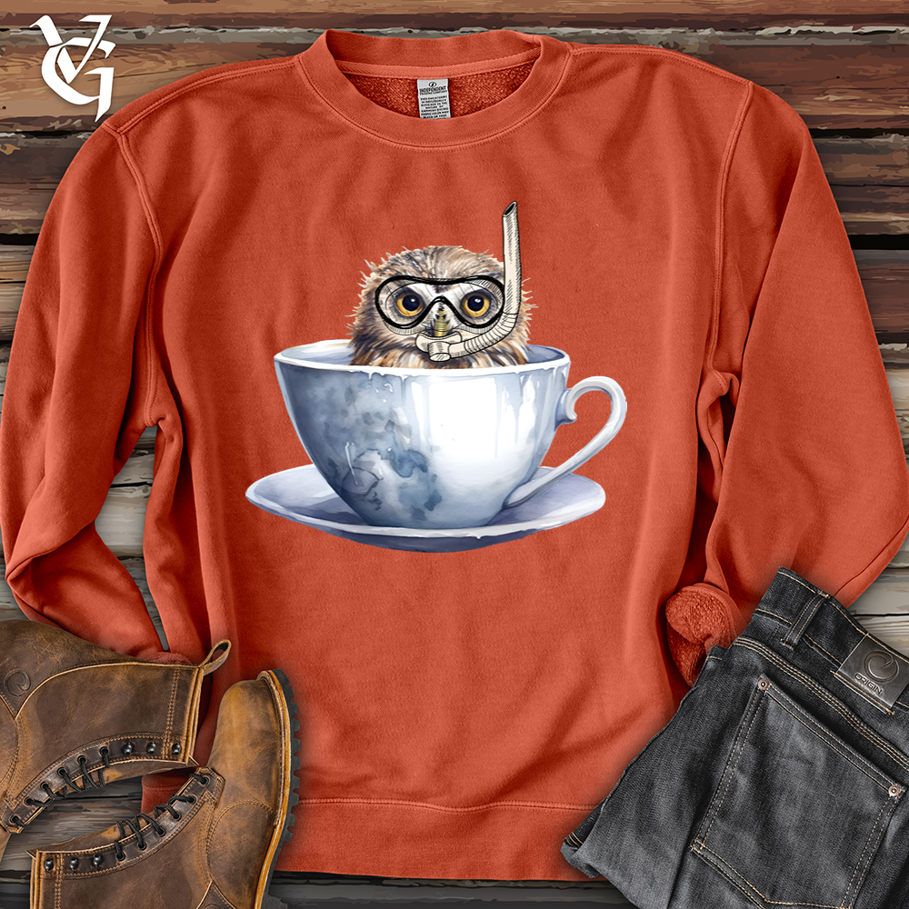 Viking Goods Snorkeling Owl Banjo Bison Pigment-Dyed Crewneck Pigment Amber / L