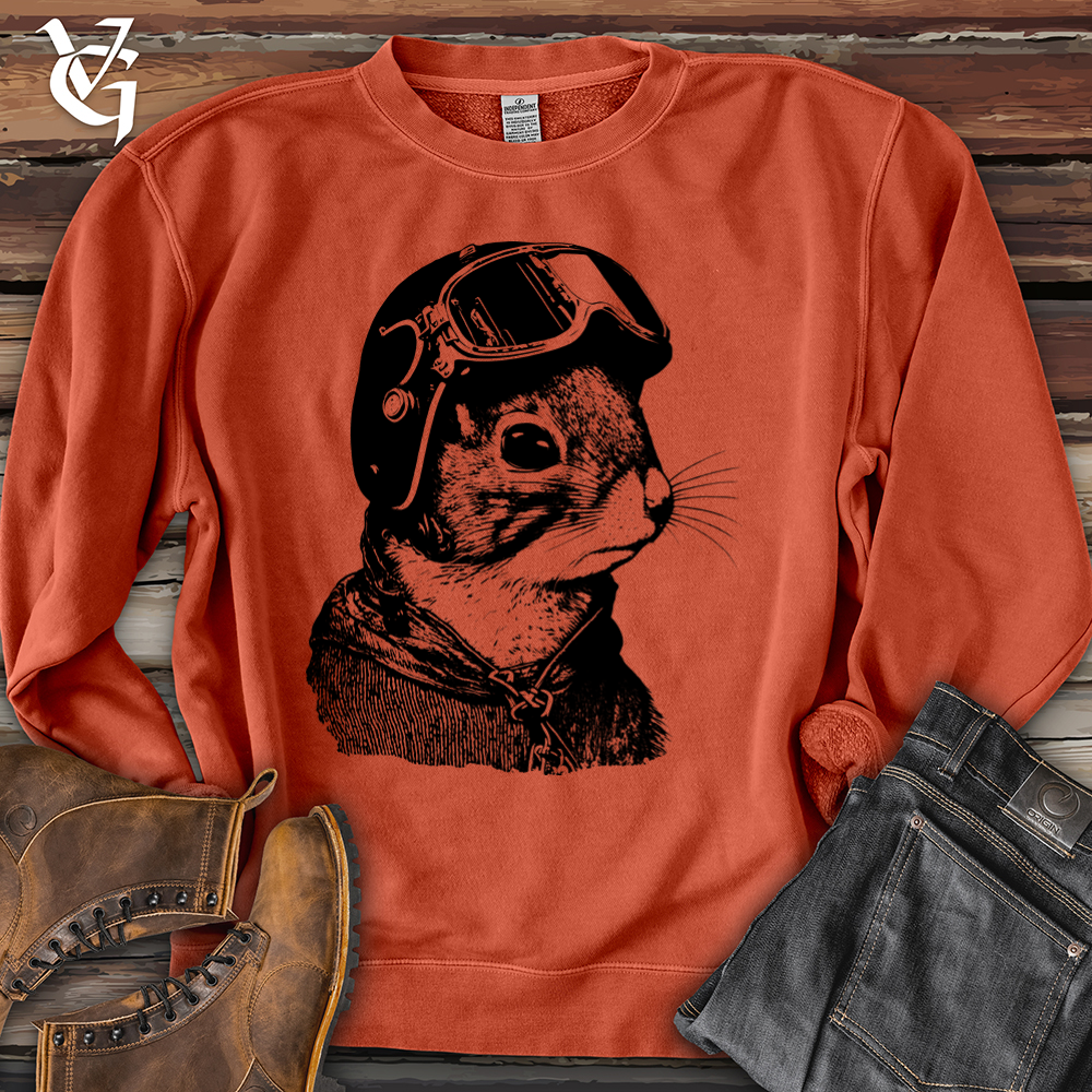 Viking Goods Squirrel Fighter Pilot Banjo Bison Pigment-Dyed Crewneck Pigment Amber / L