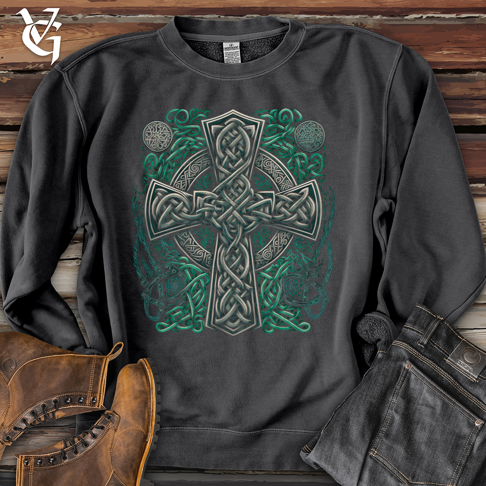 Viking Goods Celtic Crosses Pigment-Dyed Crewneck Pigment Black / L