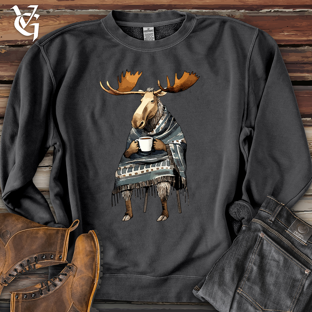 Viking Goods Coffee Drinking Moose Banjo Bison Pigment-Dyed Crewneck Pigment Black / L