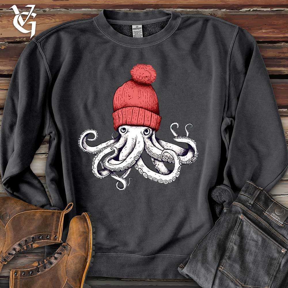 Viking Goods Octopus Chillin Banjo Bison Pigment-Dyed Crewneck Pigment Black / L