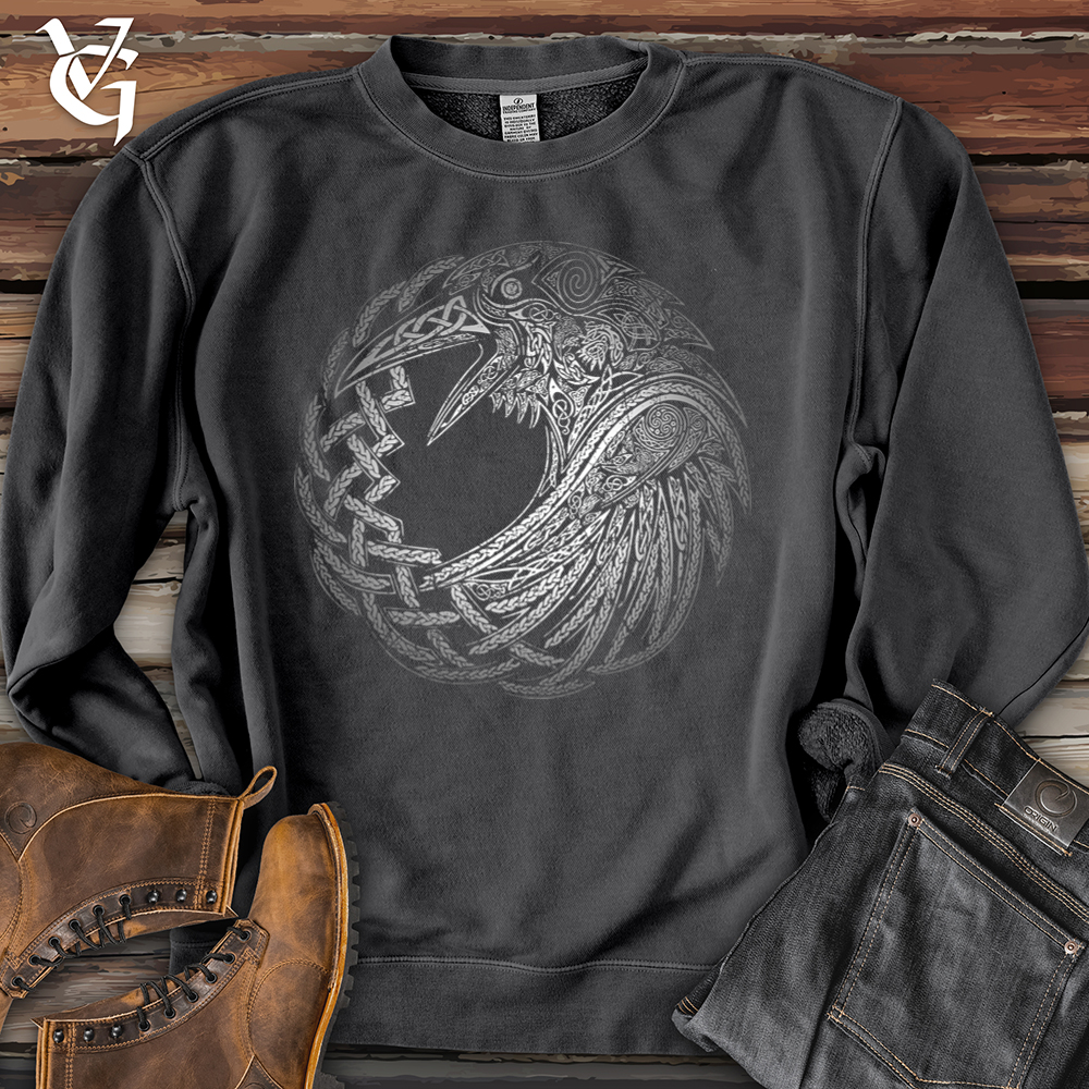 Viking Goods Silver Glass Raven Pigment-Dyed Crewneck Pigment Black / L