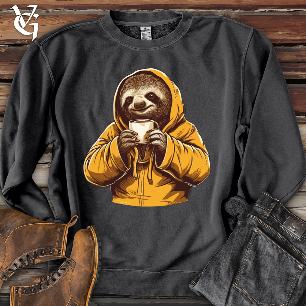 Viking Goods Sloth Coffee Banjo Bison Pigment-Dyed Crewneck Pigment Black / L