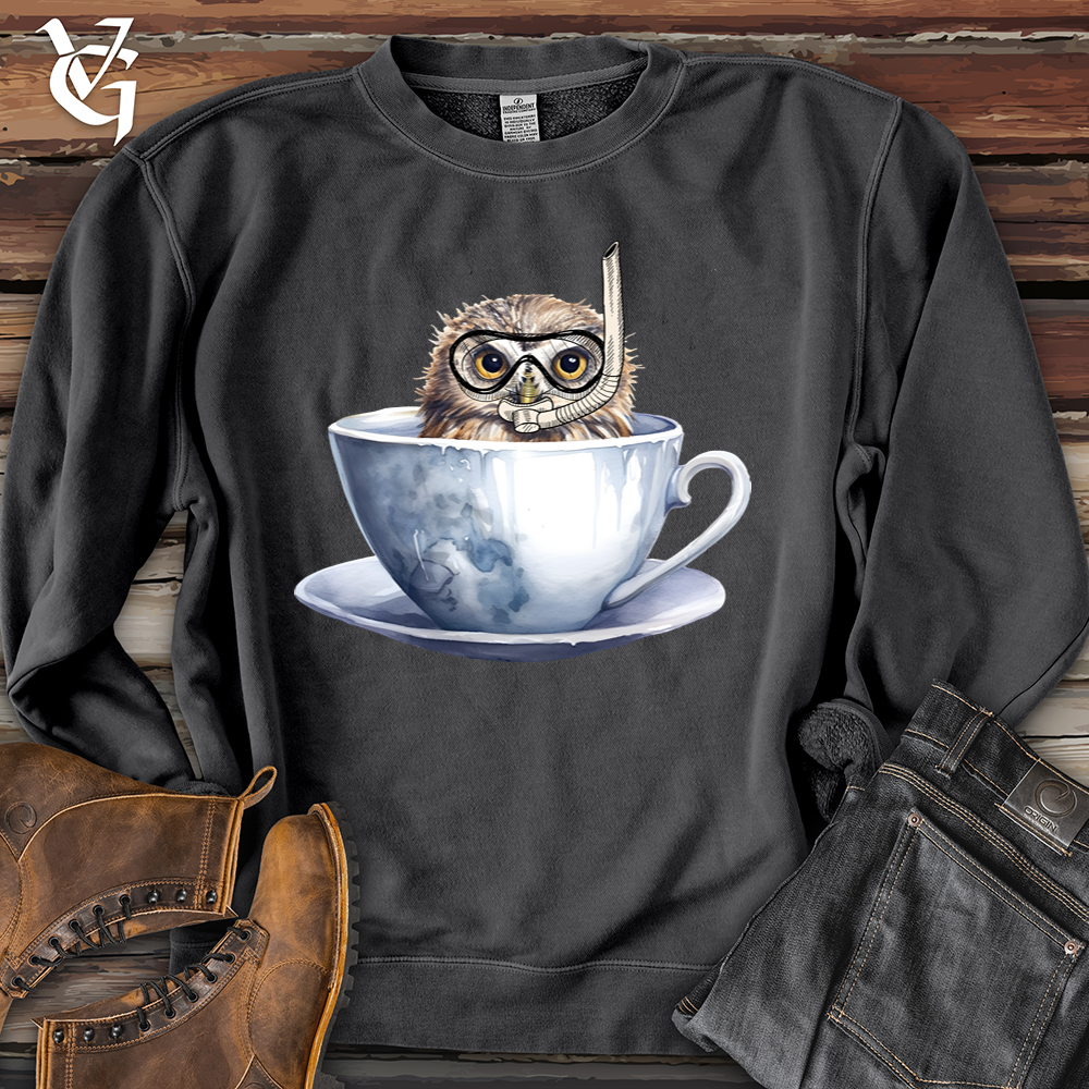 Viking Goods Snorkeling Owl Banjo Bison Pigment-Dyed Crewneck Pigment Black / L