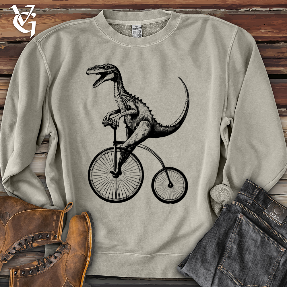 Viking Goods Dinosaur Cyclist Pigment-Dyed Crewneck Pigment Cement / L