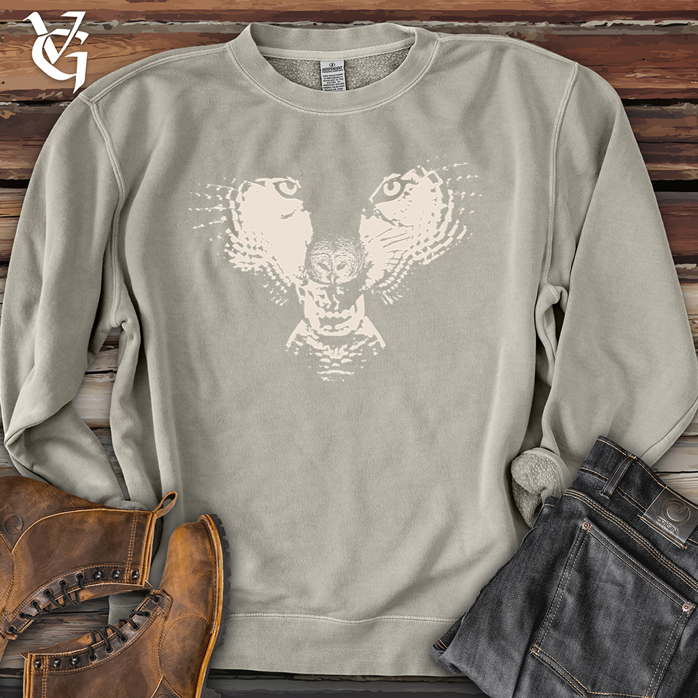 Viking Goods Flying Wolf Pigment-Dyed Crewneck Pigment Cement / L