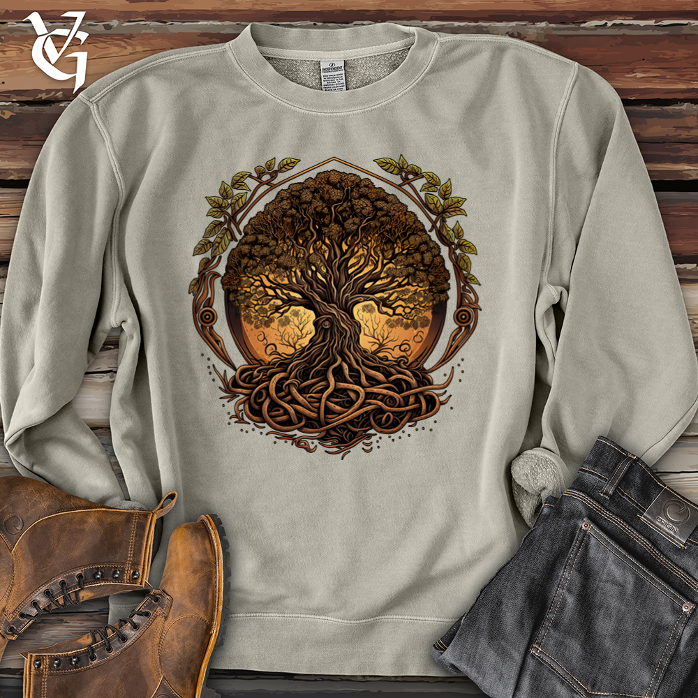 Viking Goods Illuminated Tree Pigment-Dyed Crewneck Pigment Cement / L