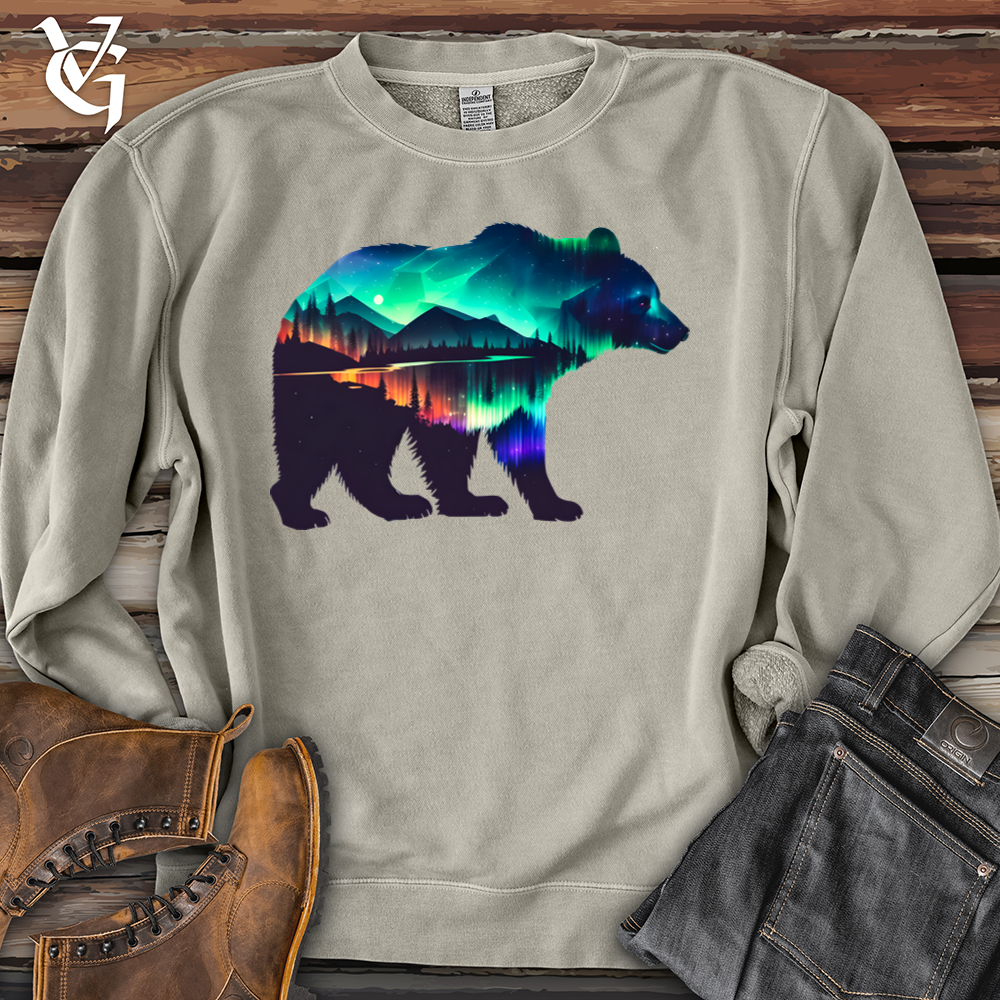 Viking Goods Northern Lights Bear Pigment-Dyed Crewneck Pigment Cement / L