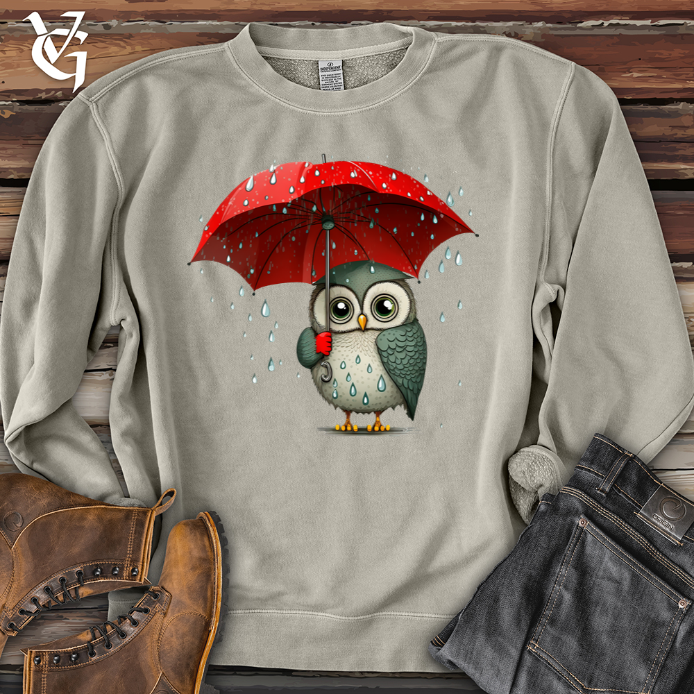 Viking Goods Owl In The Rain Pigment-Dyed Crewneck Pigment Cement / L