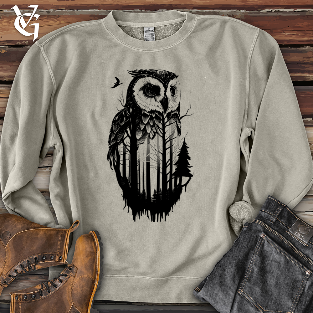 Viking Goods Owl Soul Banjo Bison Pigment-Dyed Crewneck Pigment Cement / L