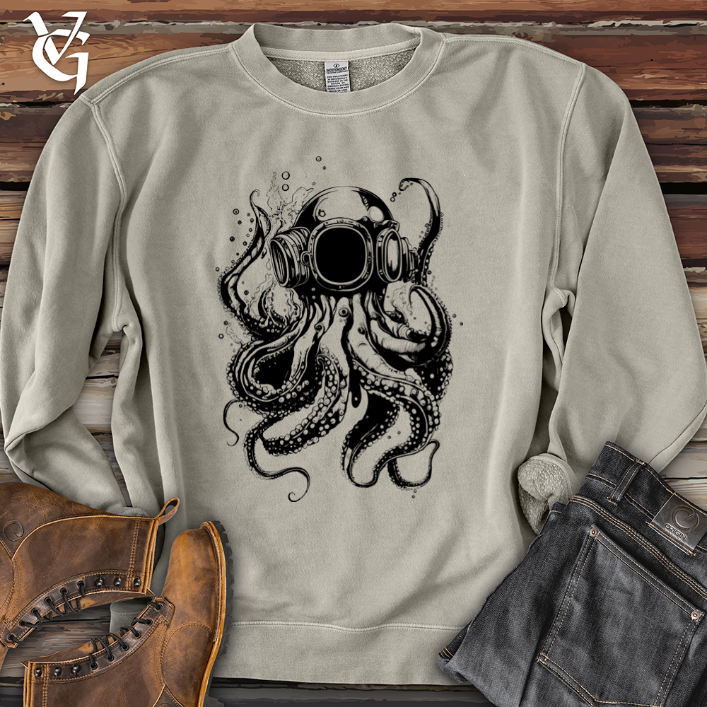 Viking Goods Scuba Octopus Pigment-Dyed Crewneck Pigment Cement / L