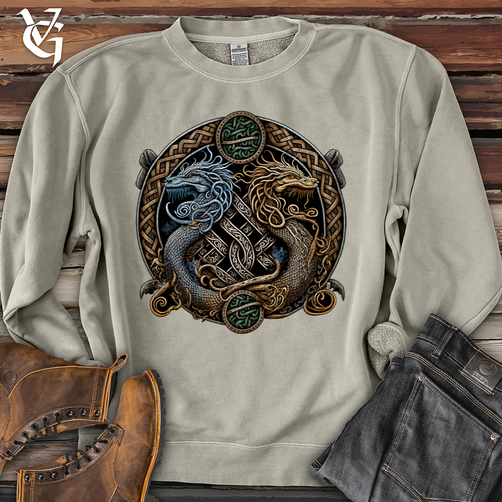 Viking Goods Two Dragons Pigment-Dyed Crewneck Pigment Cement / L