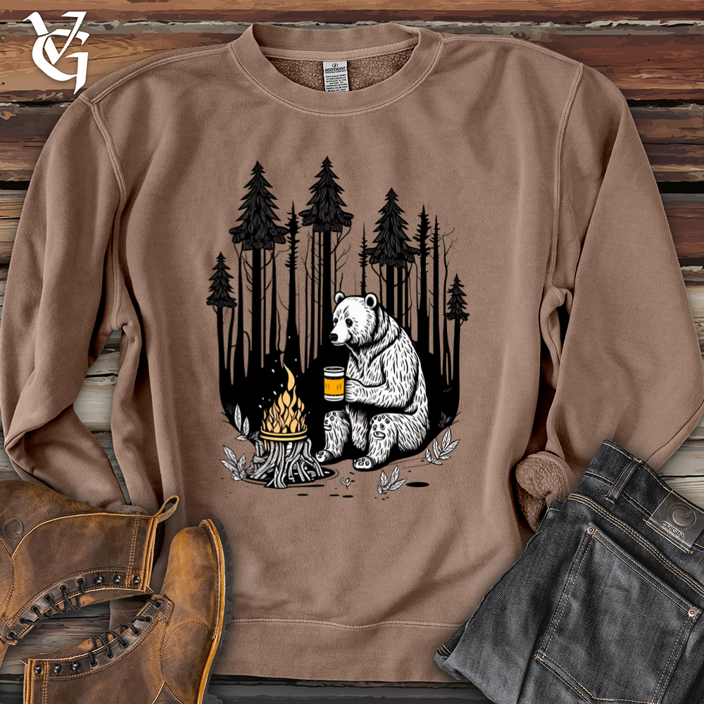 Viking Goods Bear Happy Hour Pigment-Dyed Crewneck Pigment Clay / L