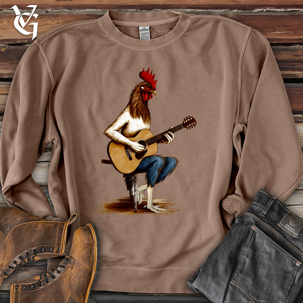 Viking Goods Chicken Guitarist Banjo Bison Pigment-Dyed Crewneck Pigment Clay / L