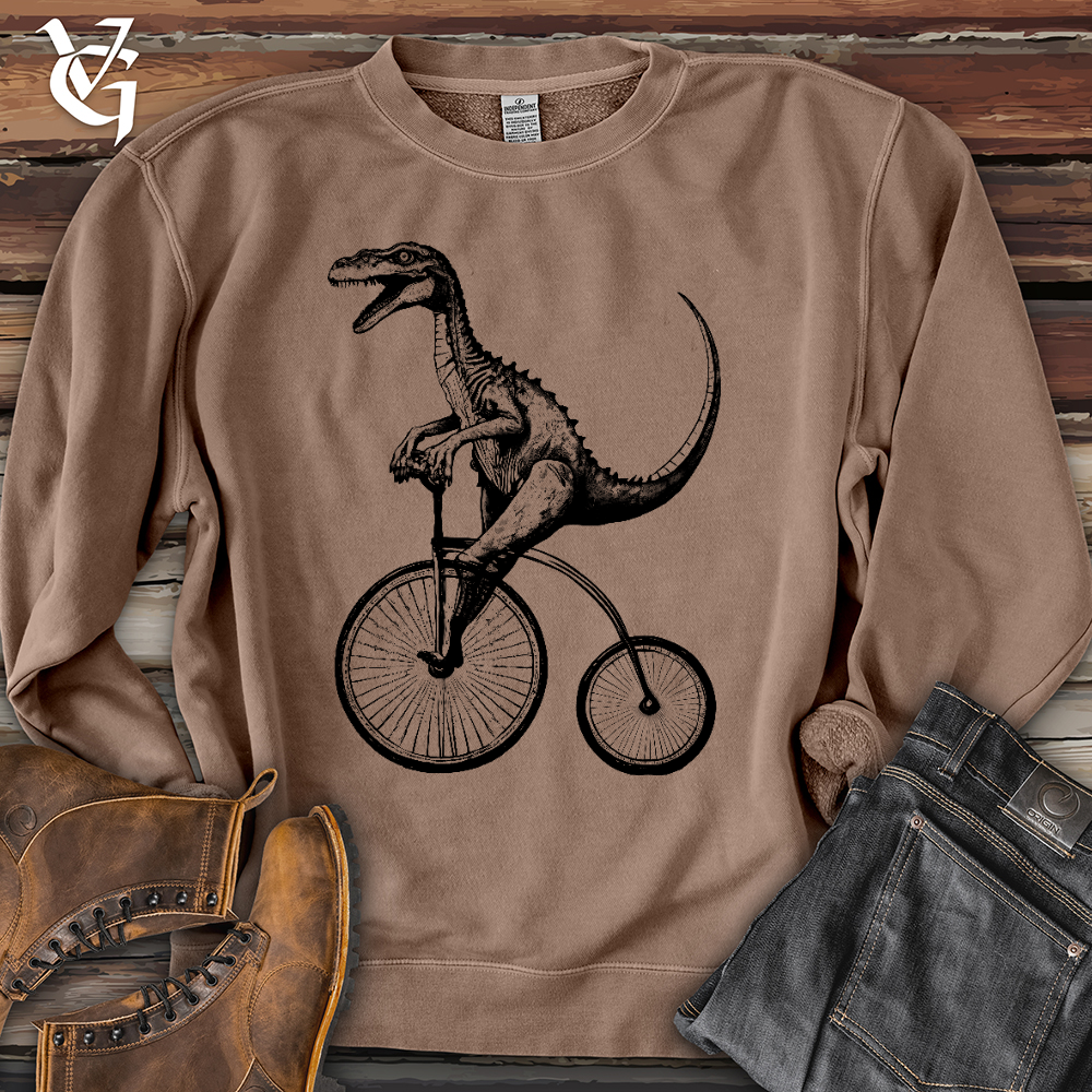 Viking Goods Dinosaur Cyclist Pigment-Dyed Crewneck Pigment Clay / L