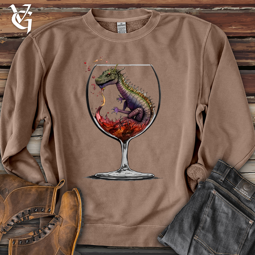 Viking Goods Dragons Drink Pigment-Dyed Crewneck Pigment Clay / L