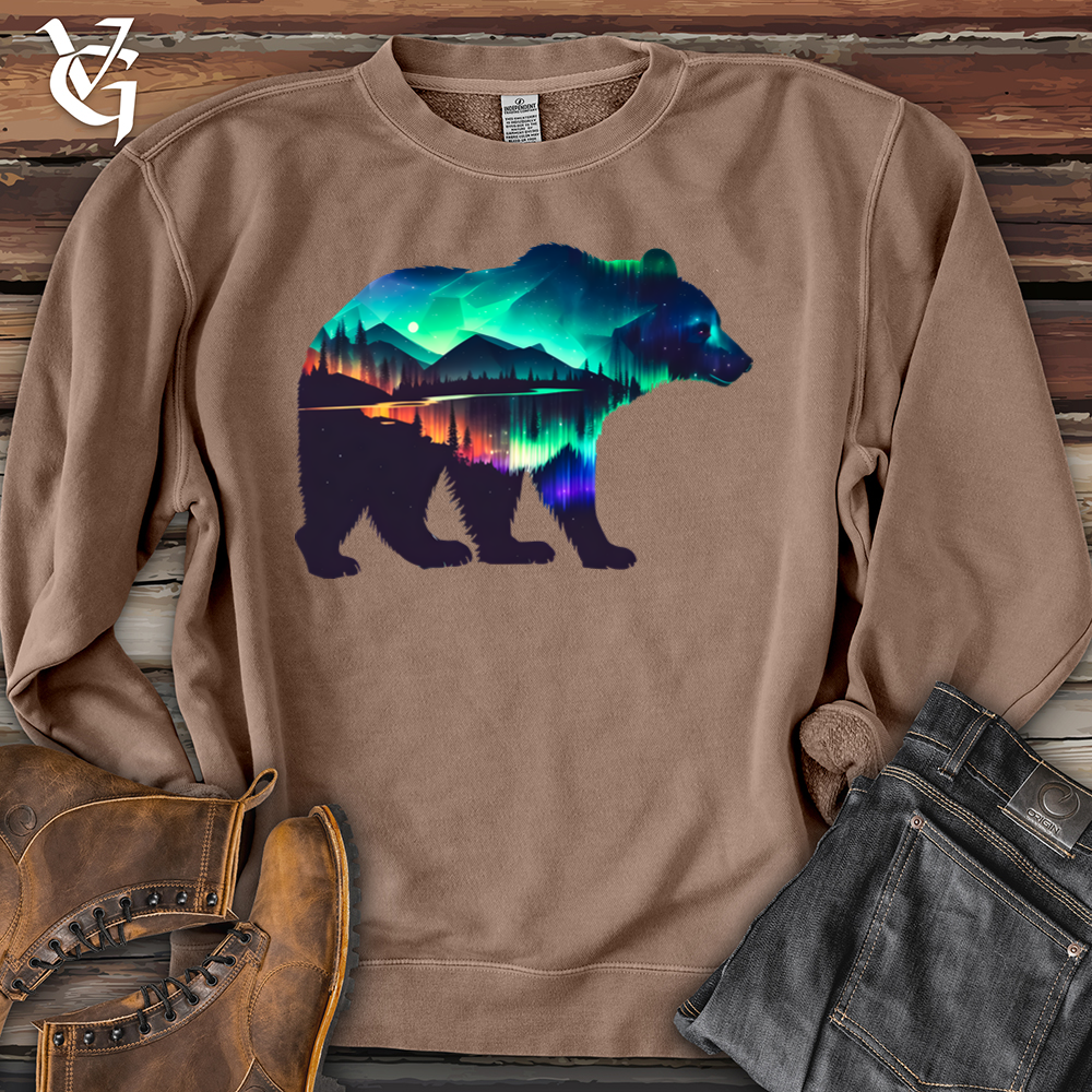 Viking Goods Northern Lights Bear Pigment-Dyed Crewneck Pigment Clay / L