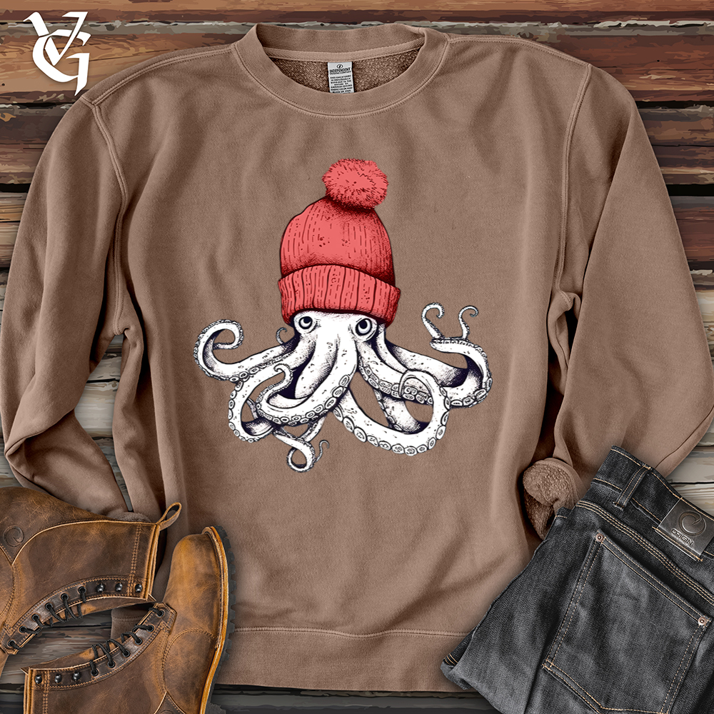 Viking Goods Octopus Chillin Banjo Bison Pigment-Dyed Crewneck Pigment Clay / L