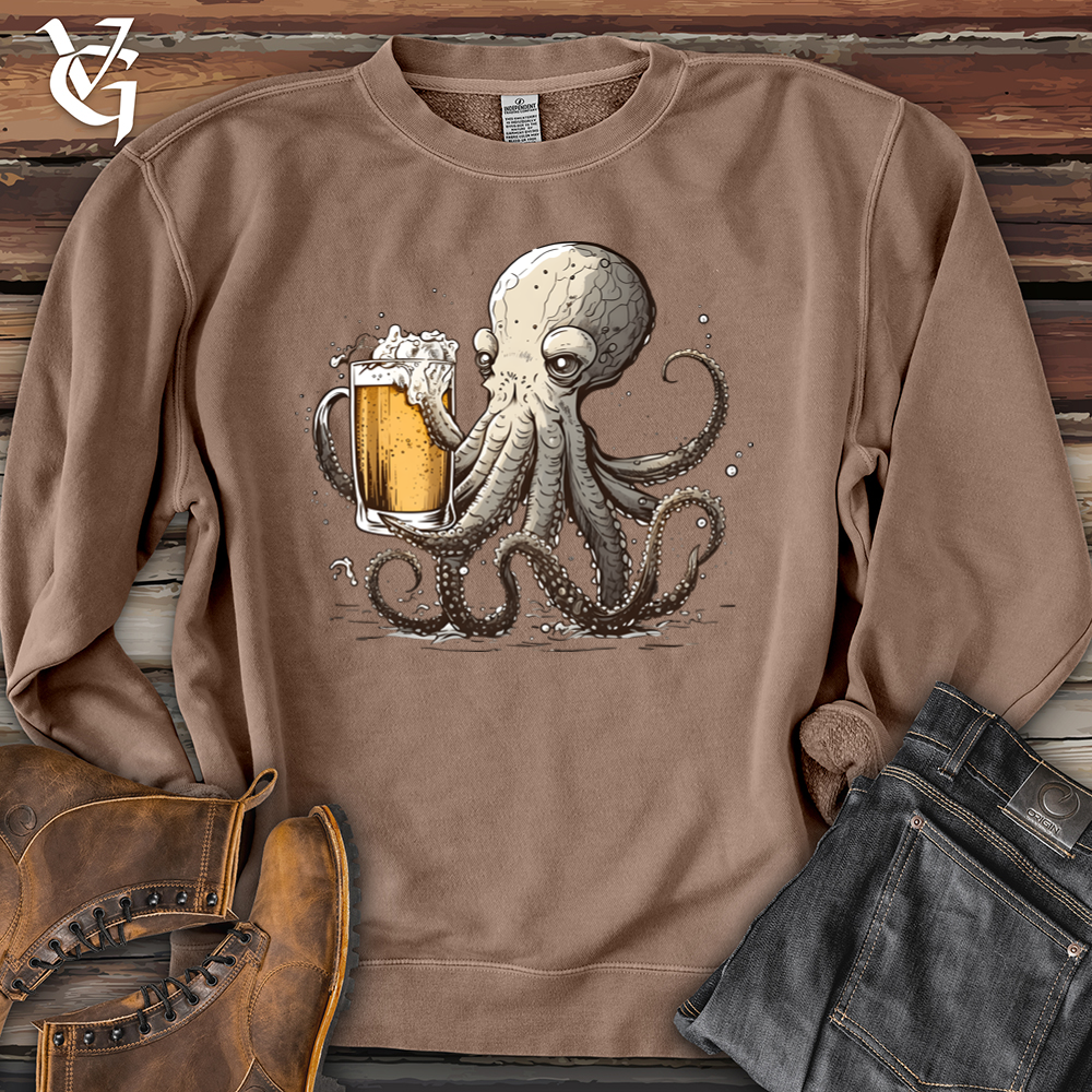 Viking Goods Octopus Happy Hour Pigment-Dyed Crewneck Pigment Clay / L