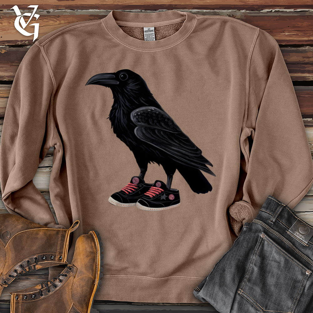Viking Goods Raven Wearing Sneakers Pigment-Dyed Crewneck Pigment Clay / L