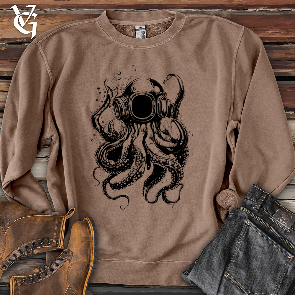Viking Goods Scuba Octopus Pigment-Dyed Crewneck Pigment Clay / L