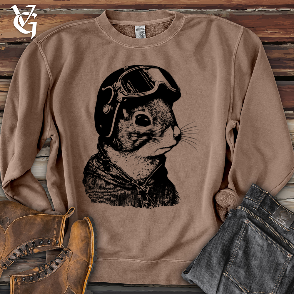 Viking Goods Squirrel Fighter Pilot Banjo Bison Pigment-Dyed Crewneck Pigment Clay / L