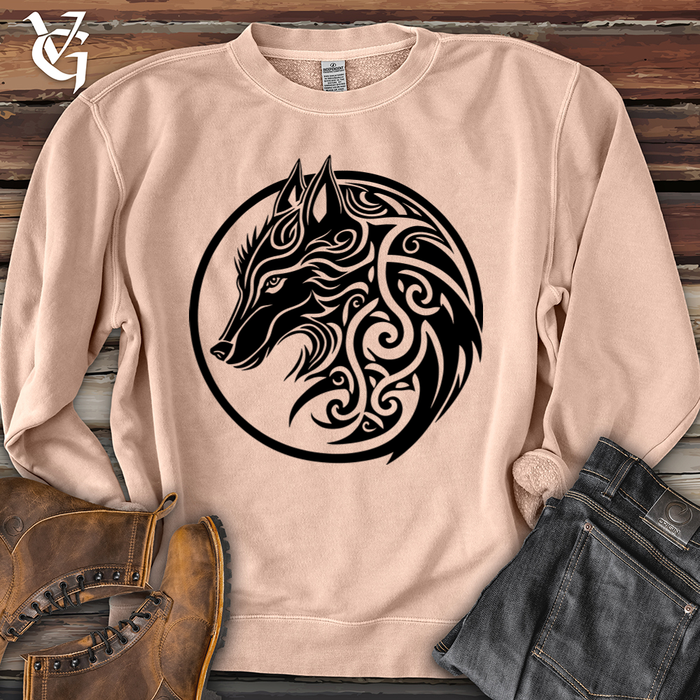 Viking Goods Celtic Wolf Pigment-Dyed Crewneck Pigment Dusty Pink / L
