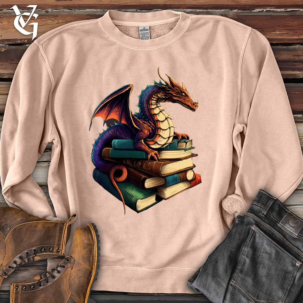 Viking Goods Dragon Book Hoarder Pigment-Dyed Crewneck Pigment Dusty Pink / L