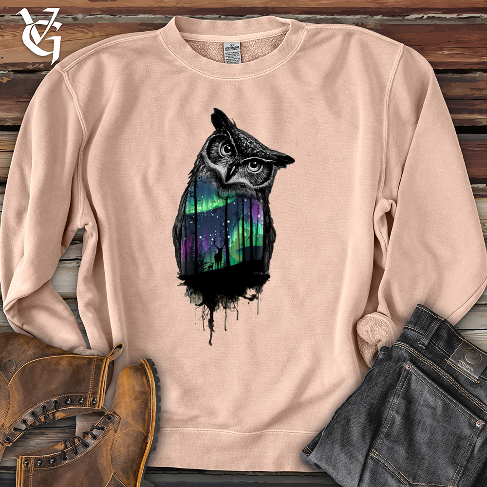 Viking Goods Northern Lights Owl Pigment-Dyed Crewneck Pigment Dusty Pink / L