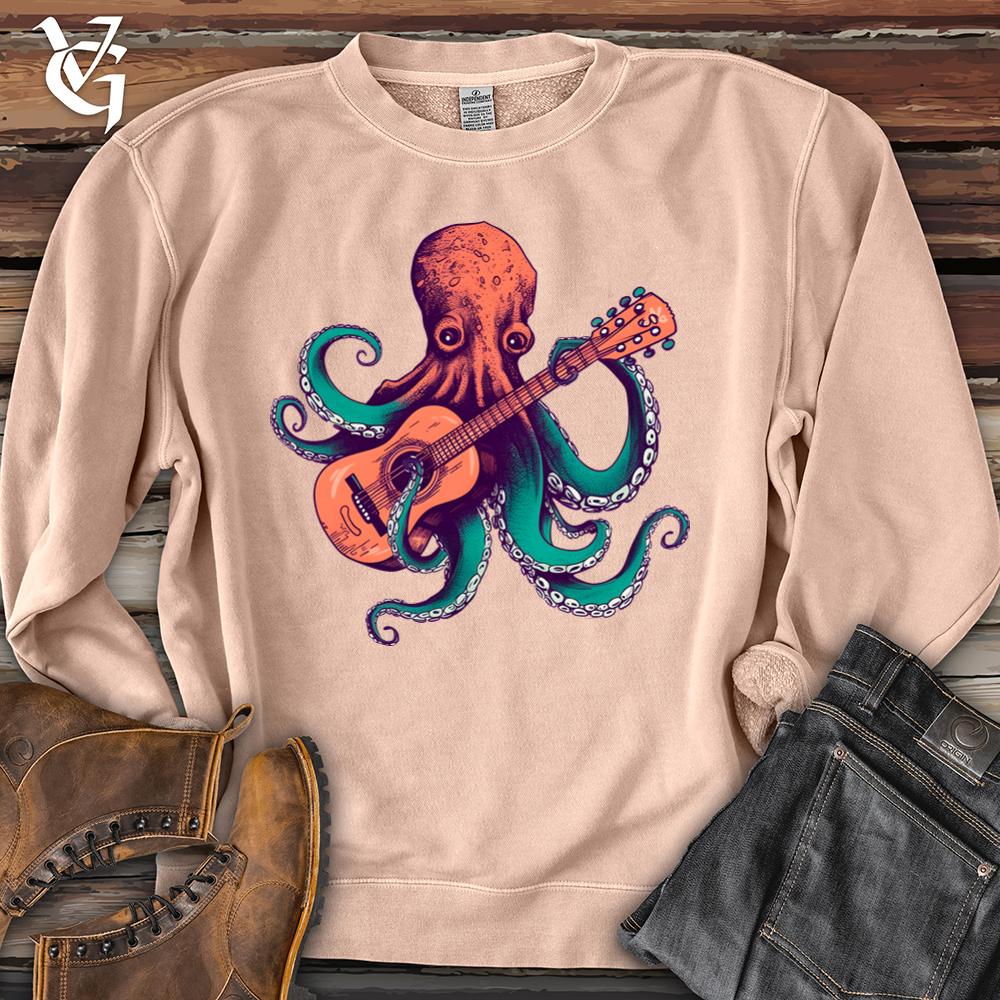 Viking Goods Octopus Guitarist Banjo Bison Pigment-Dyed Crewneck Pigment Dusty Pink / L