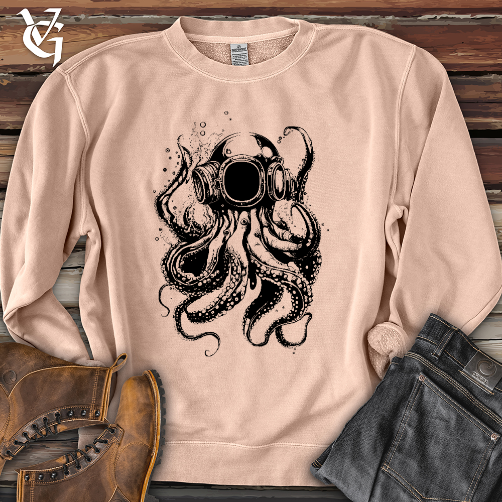 Viking Goods Scuba Octopus Banjo Bison Pigment-Dyed Crewneck Pigment Dusty Pink / L