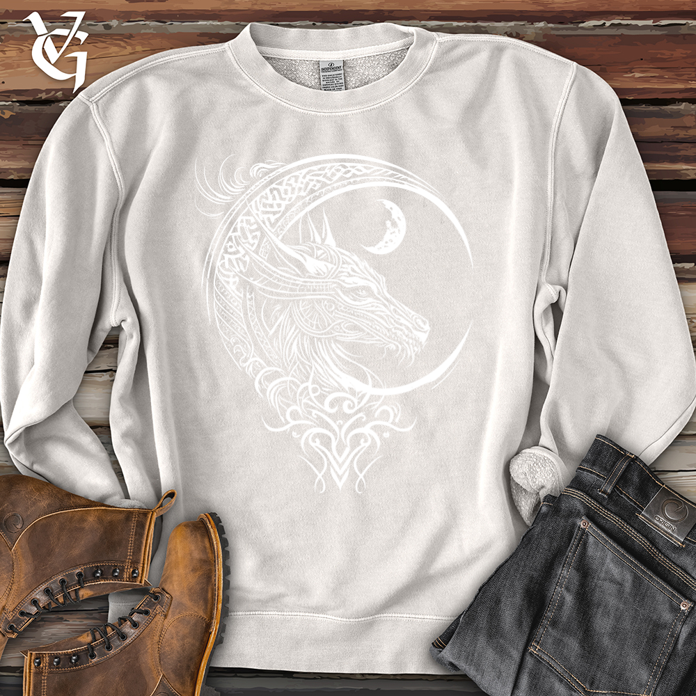 Viking Goods Celtic dragon and moon Pigment-Dyed Crewneck Pigment Ivory / L