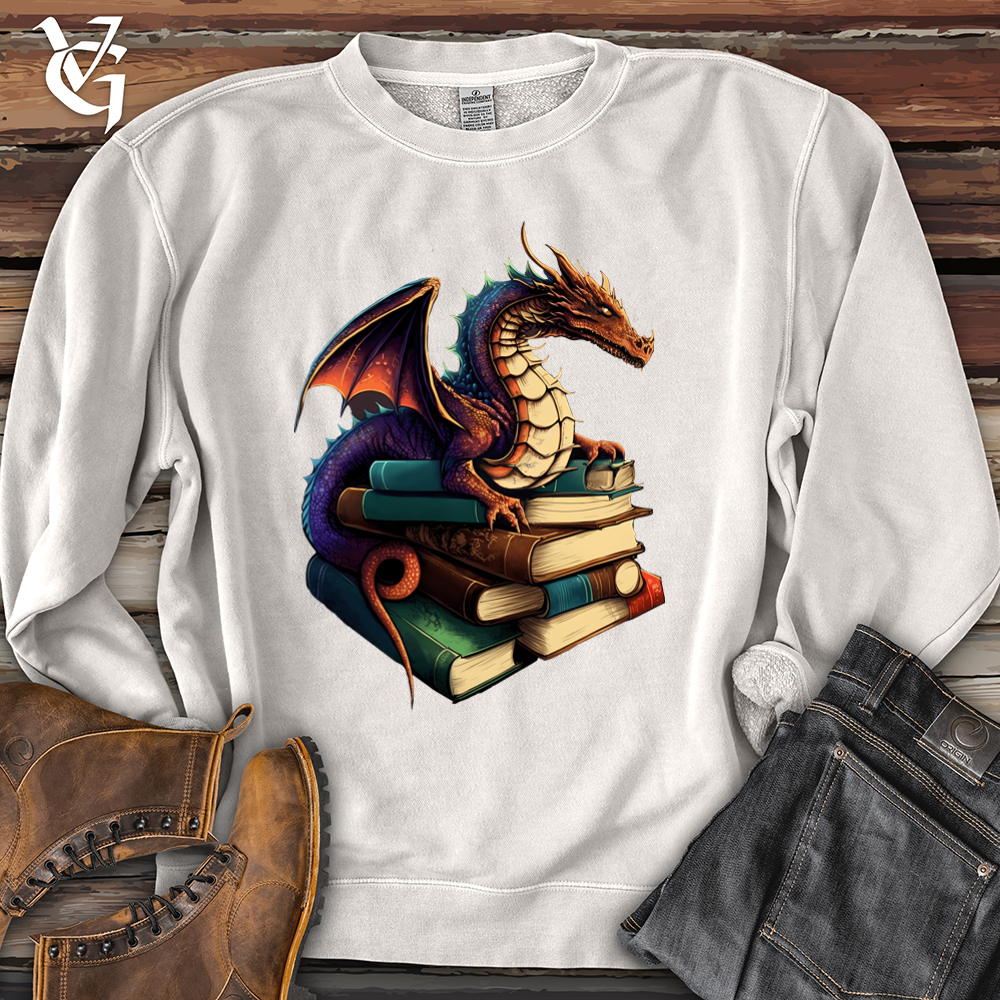 Viking Goods Dragon Book Hoarder Pigment-Dyed Crewneck Pigment Ivory / L
