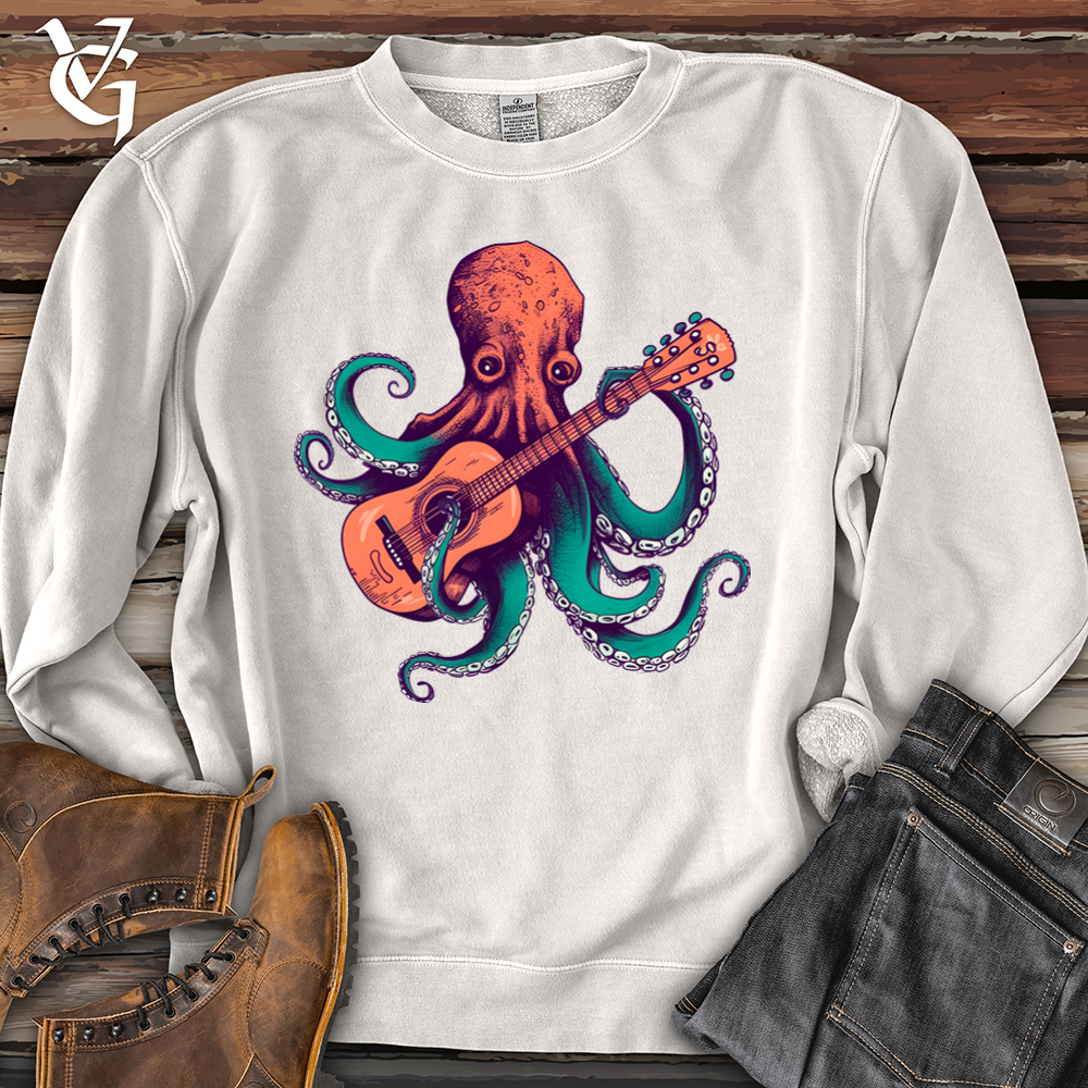 Viking Goods Octopus Guitarist Banjo Bison Pigment-Dyed Crewneck Pigment Ivory / L