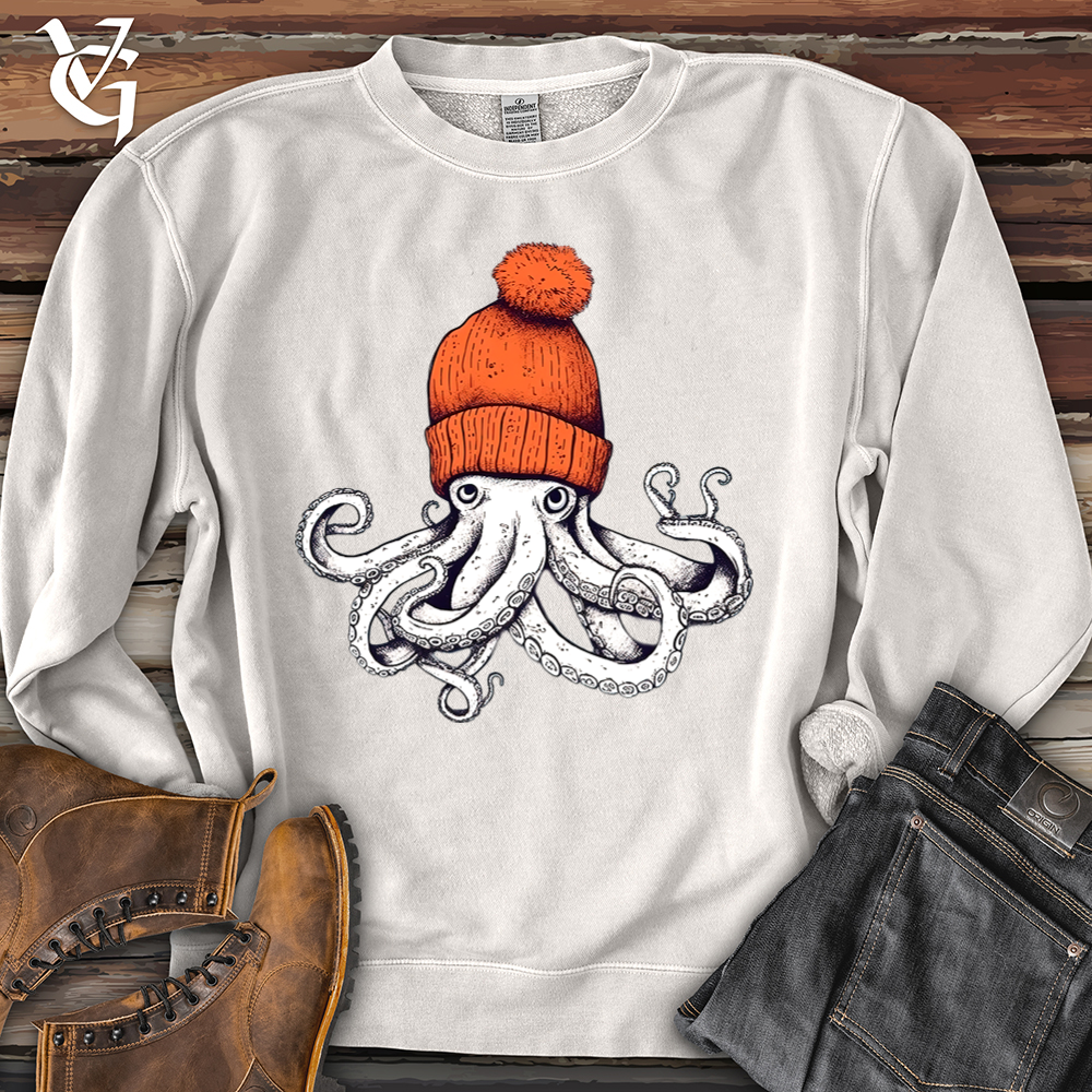 Viking Goods Octopus Orange Beanie Banjo Bison Pigment-Dyed Crewneck Pigment Ivory / L
