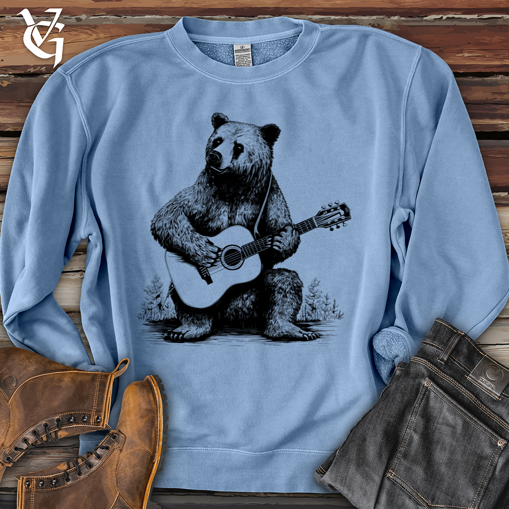 Viking Goods Bear Guitarist Pigment-Dyed Crewneck Pigment Light Blue / L