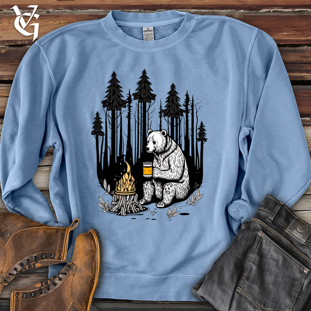 Viking Goods Bear Happy Hour Pigment-Dyed Crewneck Pigment Light Blue / L