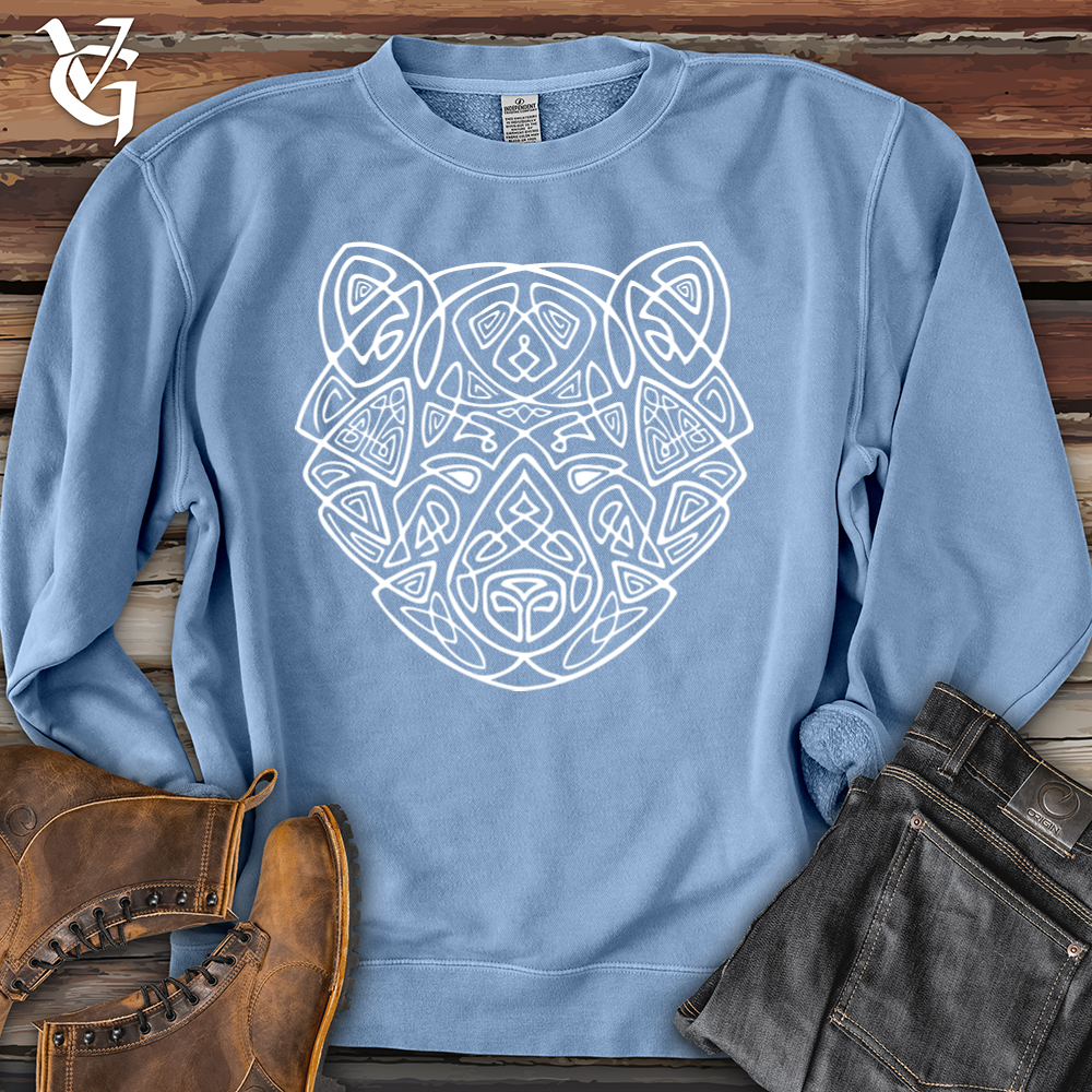 Viking Goods Bear Head Celtic Style Pigment-Dyed Crewneck Pigment Light Blue / L