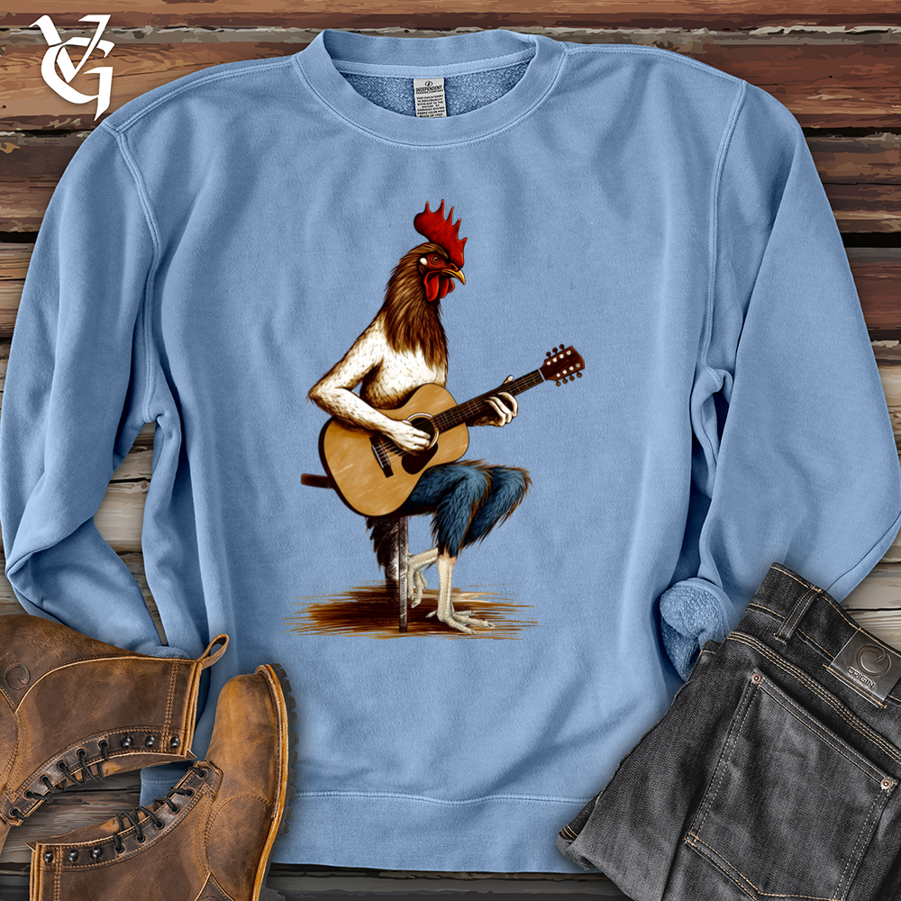 Viking Goods Chicken Guitarist Banjo Bison Pigment-Dyed Crewneck Pigment Light Blue / L