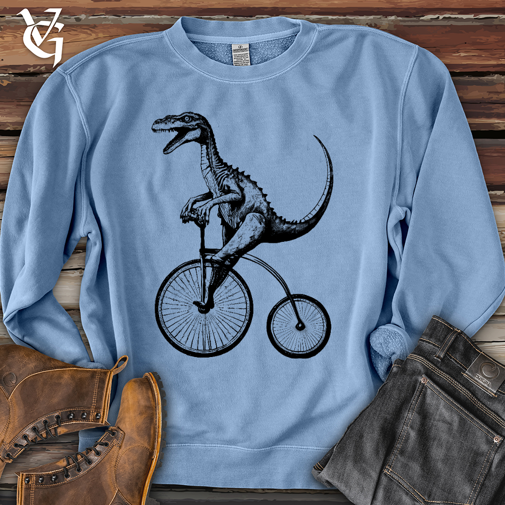 Viking Goods Dinosaur Cyclist Pigment-Dyed Crewneck Pigment Light Blue / L