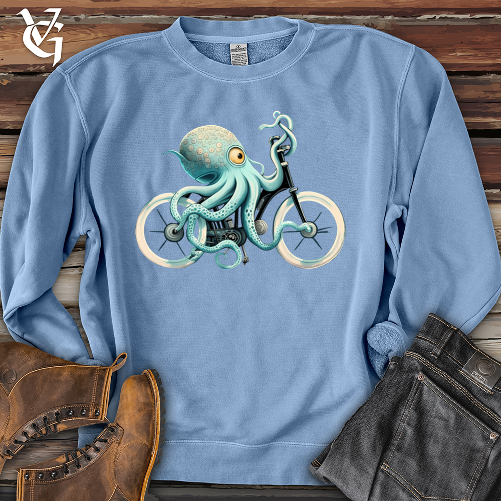 Viking Goods Octobike Banjo Bison Pigment-Dyed Crewneck Pigment Light Blue / L