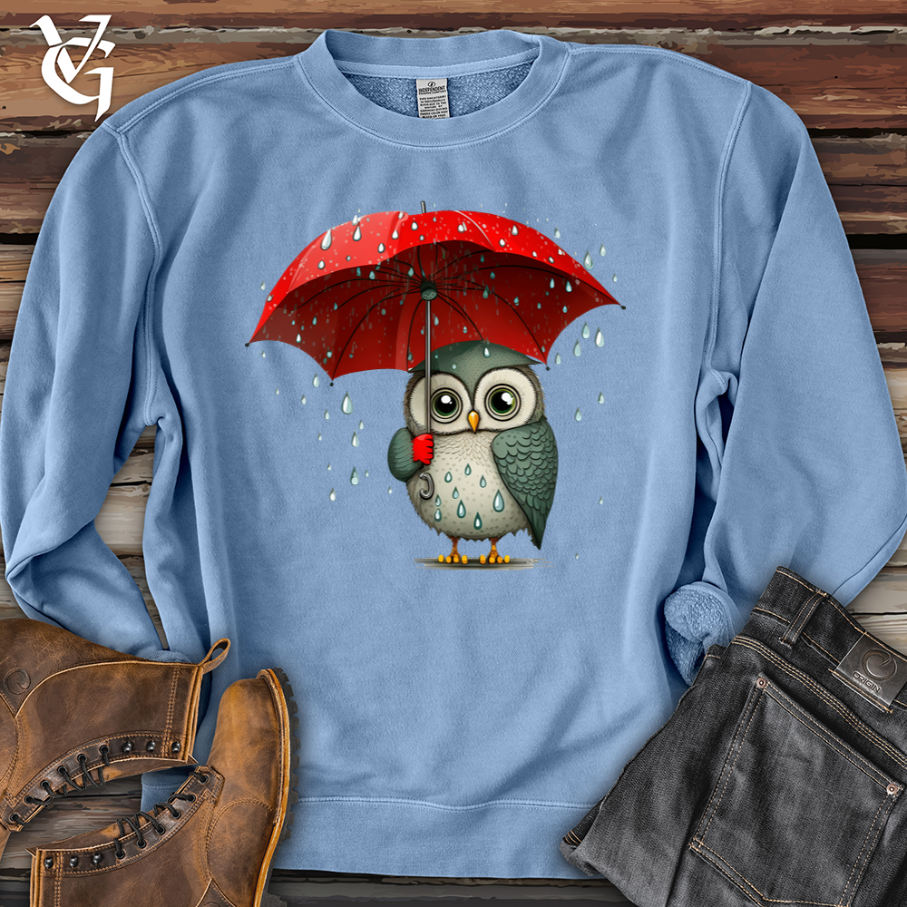Viking Goods Owl In The Rain Pigment-Dyed Crewneck Pigment Light Blue / L