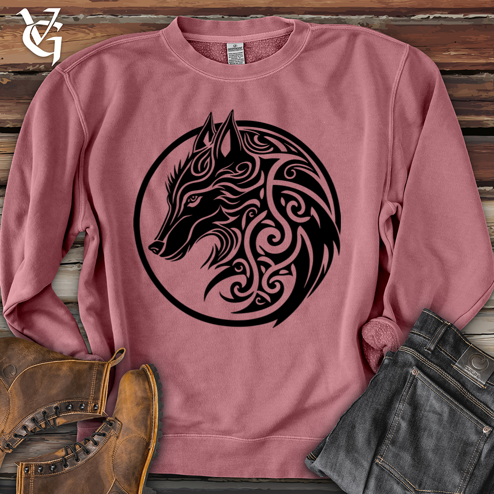 Viking Goods Celtic Wolf Pigment-Dyed Crewneck Pigment Maroon / L