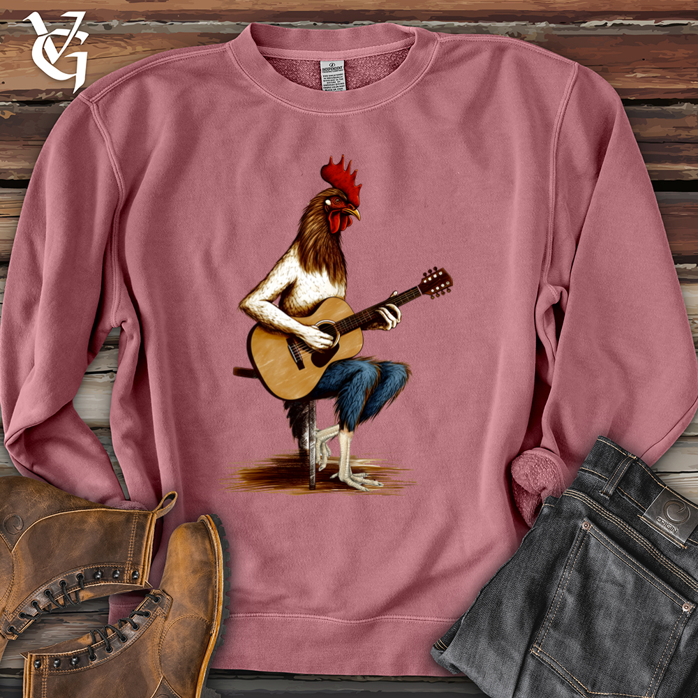 Viking Goods Chicken Guitarist Banjo Bison Pigment-Dyed Crewneck Pigment Maroon / L
