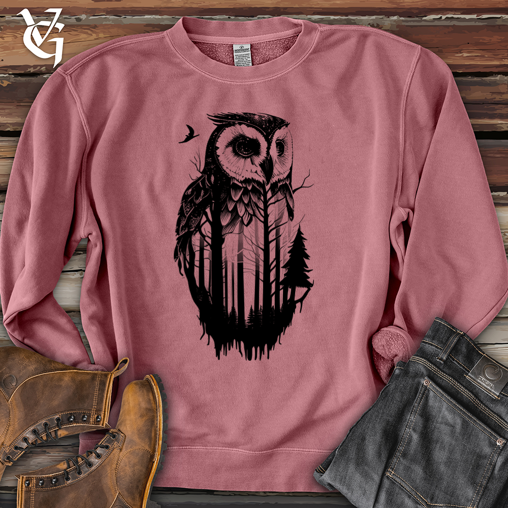 Viking Goods Owl Soul Banjo Bison Pigment-Dyed Crewneck Pigment Maroon / L