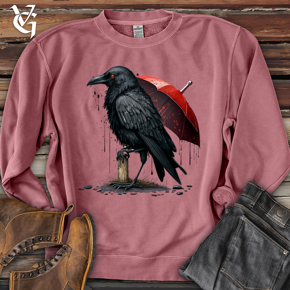 Viking Goods Raven In The Rain Pigment-Dyed Crewneck Pigment Maroon / L