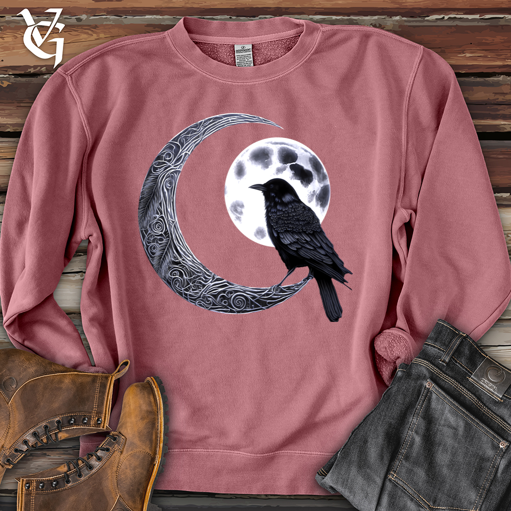 Viking Goods Raven & Moon Negotiations Pigment-Dyed Crewneck Pigment Maroon / L