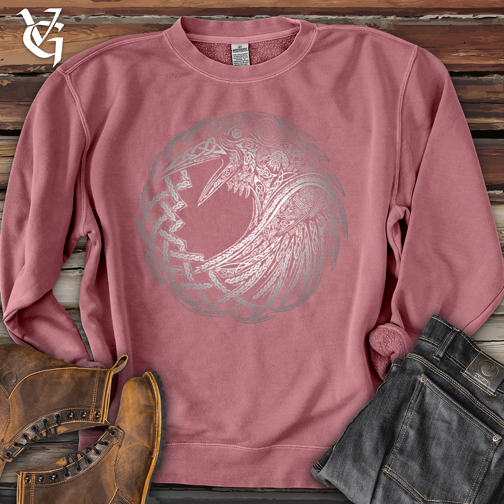Viking Goods Silver Glass Raven Pigment-Dyed Crewneck Pigment Maroon / L