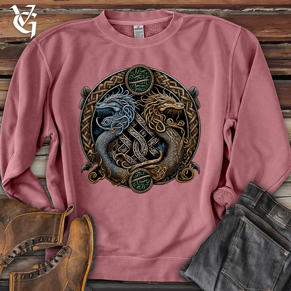 Viking Goods Two Dragons Pigment-Dyed Crewneck Pigment Maroon / L