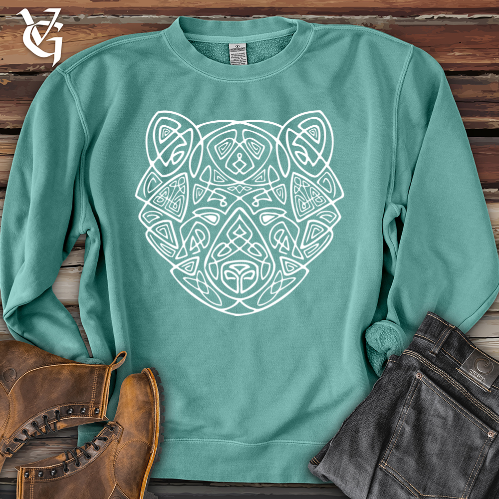 Viking Goods Bear Head Celtic Style Pigment-Dyed Crewneck Pigment Mint / L